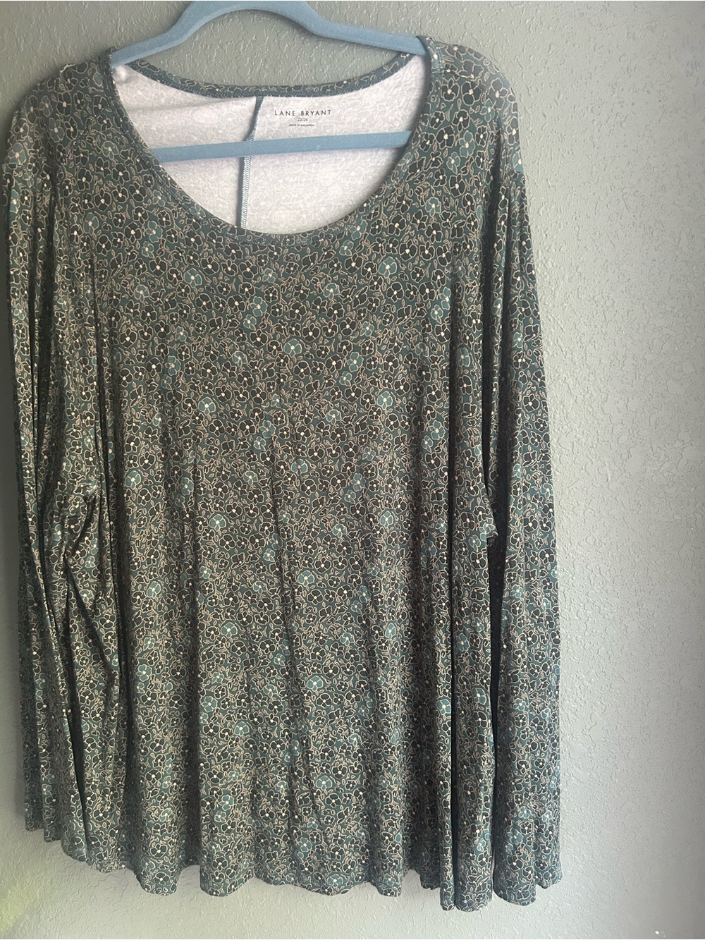 Lane Bryant green floral print long sleeve top